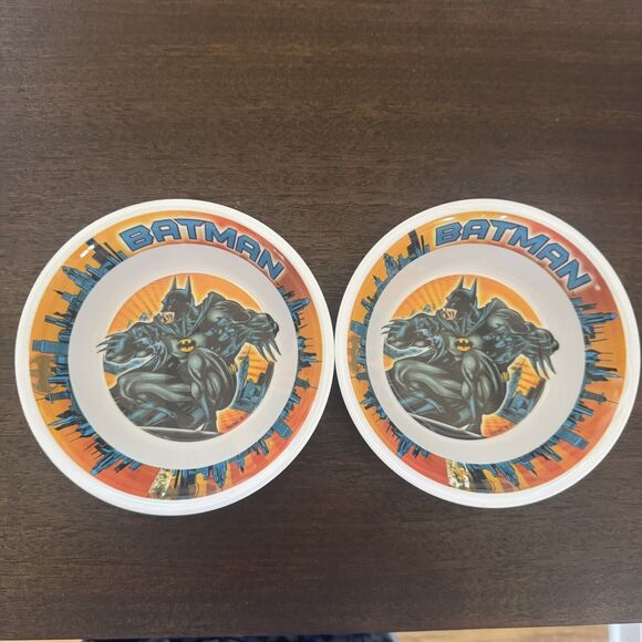 BATMAN Set of TWO Bowls Trudeau Dinnerware 5.5" Melamine DC Comics Children Kids - Picture 1 of 13